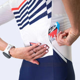 WOMEN ULTRA TRI P1 RACESUIT - NAVY EXOS / PFP LEG BANDS - COTE D'AZUR